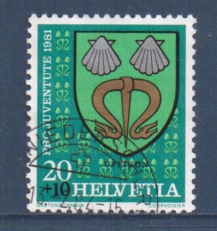 Switzerland  #B484  used 1981  Pro Juventute  20c   Arms