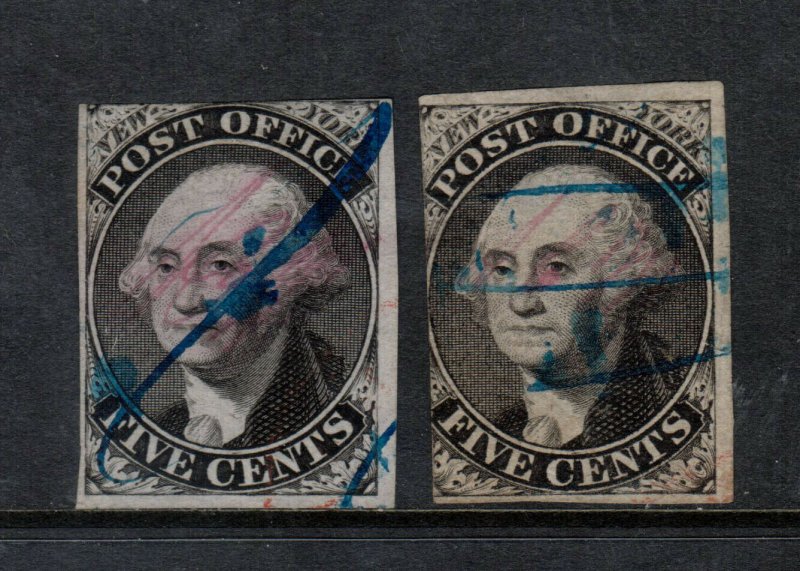 USA #9X1 #9X1b Used Fine Duo With Blue Pen Cancels