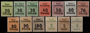 Germany Bayer State Railway Revenue Stamps Set/13 Unused Mixed Condition