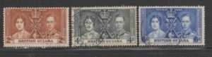 BRITISH GUINEA #227-229 1937 CORONATION ISSUE F-VF USED cc