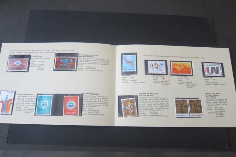 UN Souvenir Folder 1972 MNH stamps issued in New York