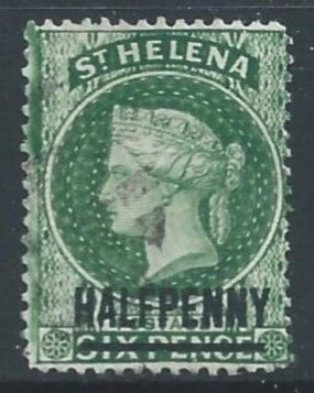 St. Helena #34 Used 6p Queen Victoria Wmk. 2 - Surcharged Type B