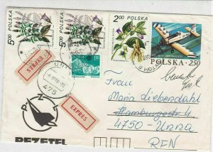 Poland 1980 Expres Bytom Cancels PZL plane Slogan Multiple Stamps Cover Ref25617