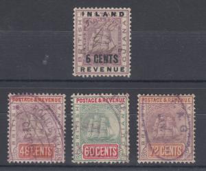 British Guiana Sc 117, 143, 168, 168 fiscally used 1889-1907 issues, F-VF