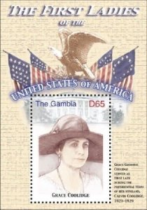 GAMBIA FIRST LADIES OF THE UNITED STATES - GRACE COOLIDGE  S/S MNH