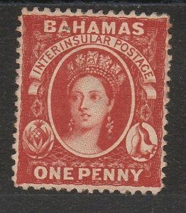 BAHAMAS 1863 QV CHALON 1D PERF 14 WMK CROWN CC