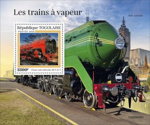 TOGO - 2022 - Steam Trains - Perf Souv Sheet #1 - Mint Never Hinged