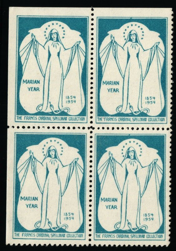 Marian Year the Francis Cardinal Spellman Collection - MNH - Pane of 4 - 1954