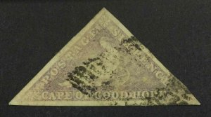 MOMEN: CAPE OF GOOD HOPE SG #7 1858 USED £325 LOT #64024