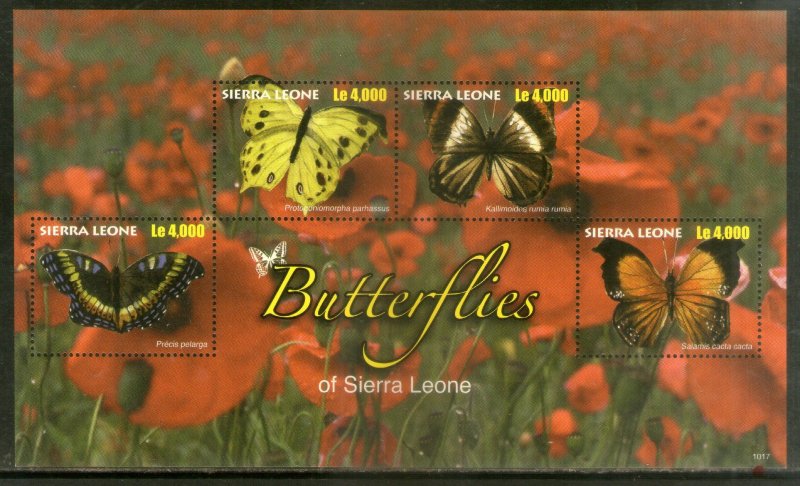 Sierra Leone 2010 Butterflies Moth Insect Sc 3030 Sheetlet MNH # 6485