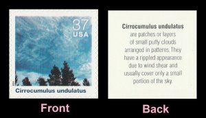 US 3878c Cloudscapes Cirrocumulus undulatus 37c single (1 stamp) MNH 2004