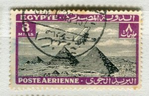 EGYPT; 1933 early AIRMAIL issue fine used 8m. value, shade