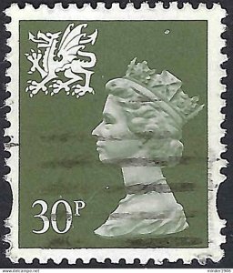 GREAT BRITAIN Wales 1993 QEII 30p Machin Deep Olive-Grey SGW75 Used