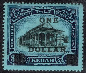 KEDAH 1919 ONE DOLLAR OVERPRINTED $3 