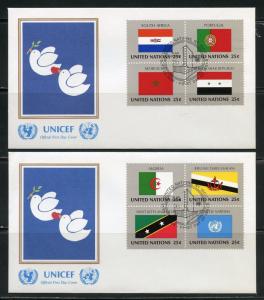 UNITED NATIONS UNICEF OFFICIAL SET OF 20 1989  FLAG  FIRST DAY COVERS