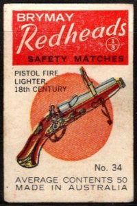 Vintage Australia Poster Stamp (Match Box Label) Brymay Redhead Safety Matches