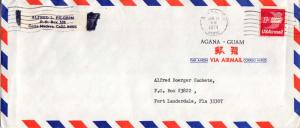 Guam 13c Winged Envelope Coil 1974 Agana, Gu, 96910 Airmail to Fort Lauderdal...