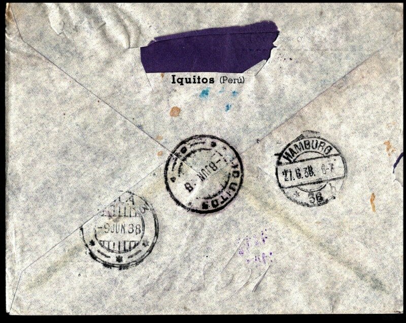 South America1930 - 1960's 4 Airmail Covers Peru Bolivia Brazil 