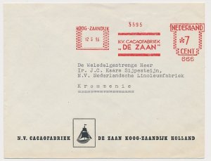 Meter cover Netherlands 1955 Cocoa factory De Zaan - Koog-Zaandijk