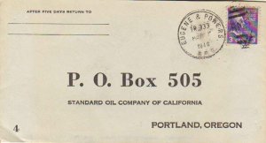 United States U.S. R.P.O.'s Eugene & Powers 1940 900.2-B-1  Printed Return Ad...