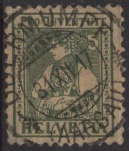 Switzerland B8 (used, SON cancel) 5c girl from Unterwalden, green (1917)