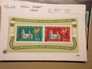 SWITZERLAND Scott 352a Sheet MINT NEVER HINGED Lot12 Cat $90