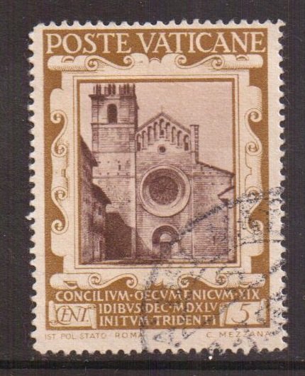 Vatican City   #110  used  1946  Council of Trent  5c