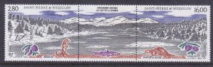 St. Pierre & Miquelon 594a MNH 1993 National Heritage Pair w/Label Very Fine