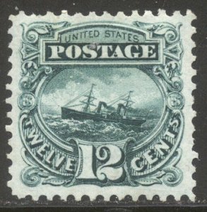 U.S. #128 CHOICE VF Unused - 1875 12 Green, RE-ISSUE