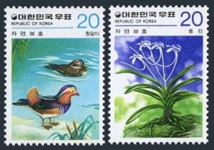 Korea 1151-1152,MNH. Nature Conservation 1978.Mandarin duck,Neofinettia orchid.