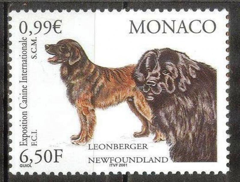 Monaco 2001 Dogs MNH**