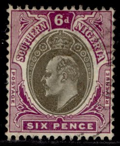 SOUTHERN NIGERIA EDVII SG27, 6d grey -black & bright purple, FINE USED.