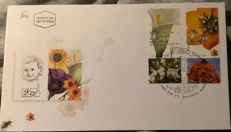 ISRAEL. 2 2001 FDC Flowers. Sg 1540/1543-