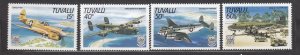 J40999 JL Stamps 1985 tuvalu set mh #307-10 airplanes