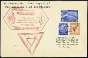 10/26/1933 Graf Zeppelin Century of Progress Germany to Chicago USA Flight 352