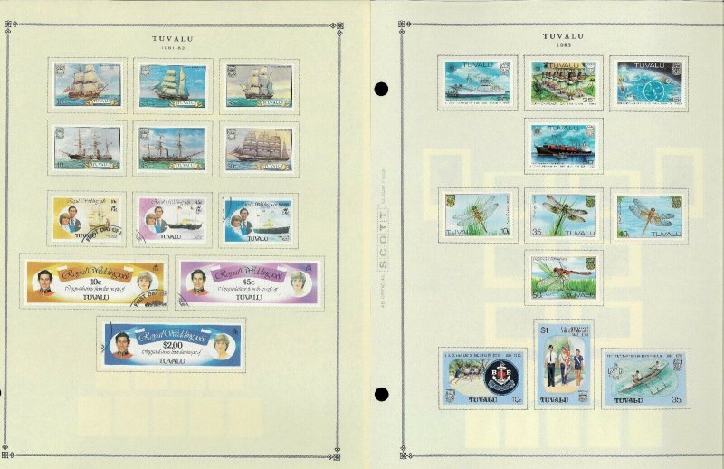 Tuvalu 1976-1991 M & First Day Cancelled Hinged on Scott Int. Pages Thru 1999