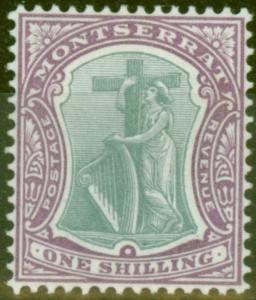 Montserrat 1903 1s Green & Brt Purple SG20 Fresh & Fine Mtd Mint