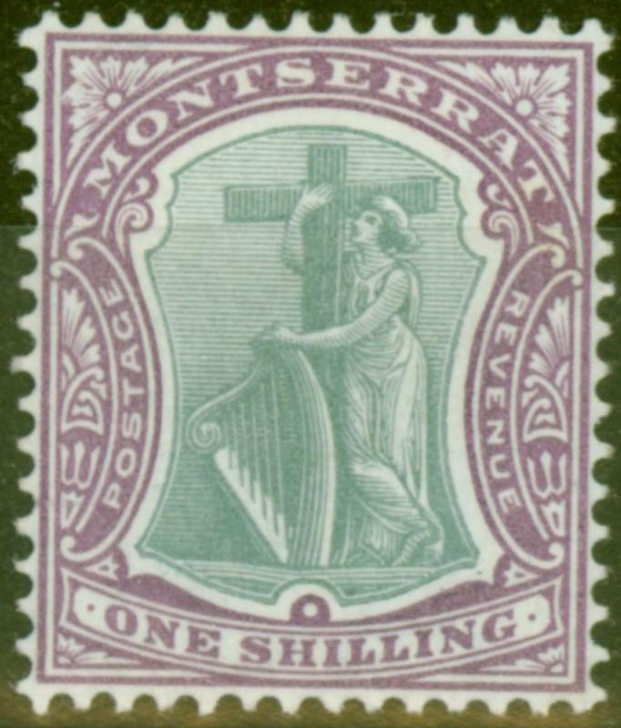 Montserrat 1903 1s Green & Brt Purple SG20 Fresh & Fine Mtd Mint