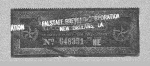 STATE OF TEXAS BEER TAX STAMP - TAX ON CASE OF BEER - FALSTAFF HANDSTAMP 1938-45