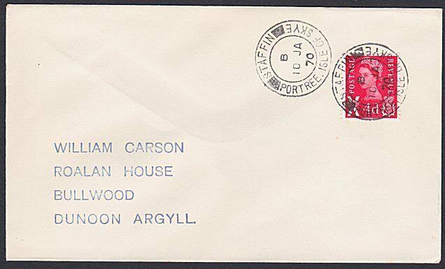 GB SCOTLAND 1970 cover STAFFIN / PORTREE ISLE OF SKYE cds..................53929