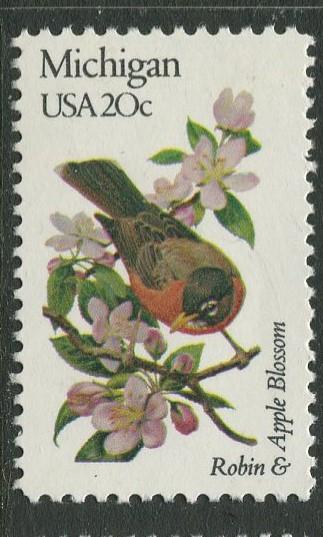 USA - Scott 1974 - State Birds & Flowers - 1982 - MNG - Single 20c Stamp