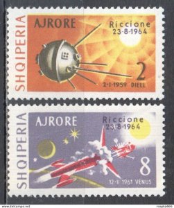 Ss0893 1964 Albania Shqiperia Ajrore Space Overprint Michel #857-5 30 Eu 2St Mnh