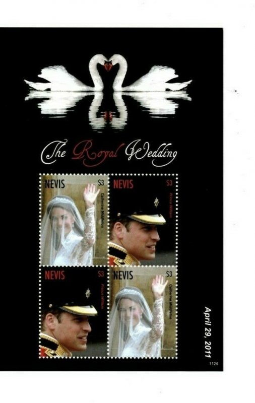 Nevis 2011 - Royal Wedding will and Kate - Sheet of 4 Stamps - Scott #1671 - MNH