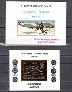 Ajman, Mi cat. 653, BL219. Sapporo Olympics, Gold Foil s/sheet in Folder. ^