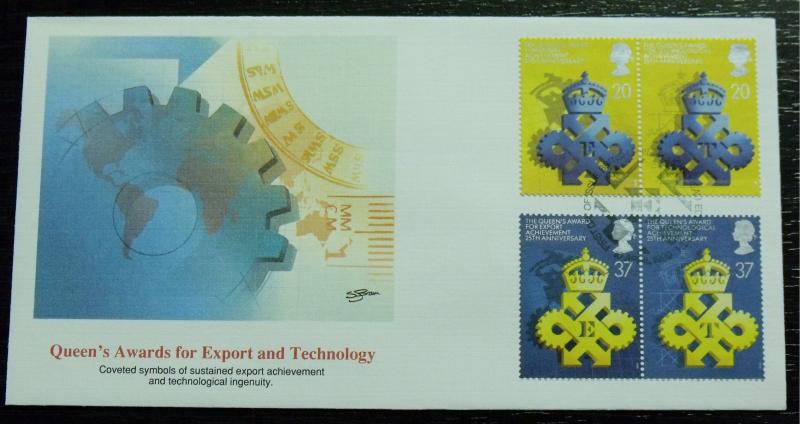 3046   G.B.   FDC   # 1319a, 1321a    Export & Technology - 25th Anniversary