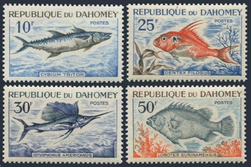 Dahomey 205-208,MNH.Michel 258-261. Fish 1965.