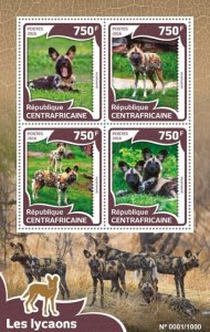 2016 Centrafrique - African wild dog. Y&T: 4248-4251; Michel: 6010-6013