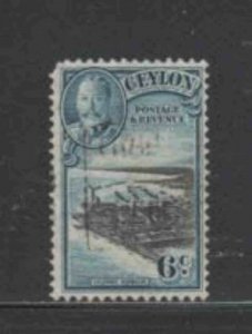 CEYLON #266 1935 6c KING GEORGE VI & COLOMBO HARBOR F-VF USED e