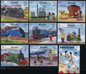 Grenada Disney Animation Mickey Mouse Goofy Train Topical Postage Collection MNH