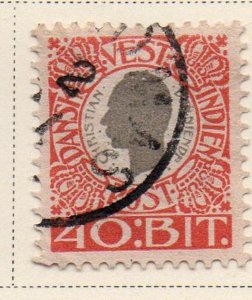 Danish West Indies Sc 35 1905 40 bit red & gray Christian IX stamp used